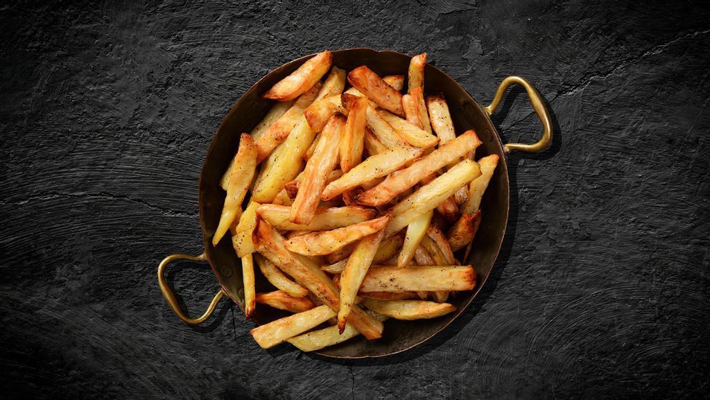 Just Fries · Freshly cut fries fried till crisp and golden served with sauce.