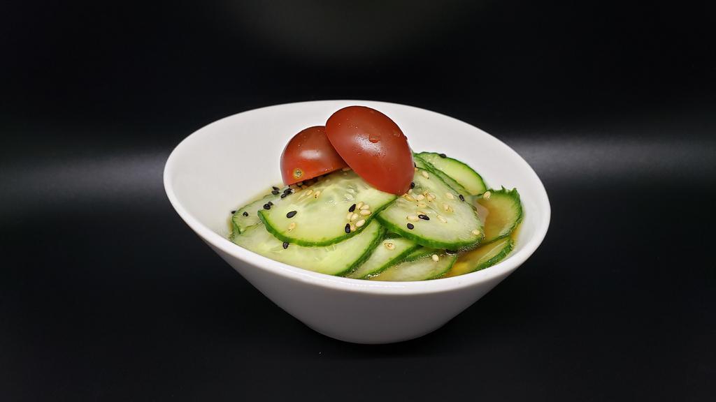 Sunomono Salad · Cucumbers. Black Sesame & White Sesame. Homemade Vinaigrette Dressing.