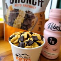 Cereal & Milk, Individual Portion · An individual portion size of Catalina Crunch Cereal with an 8oz Rebel Plain Milk.