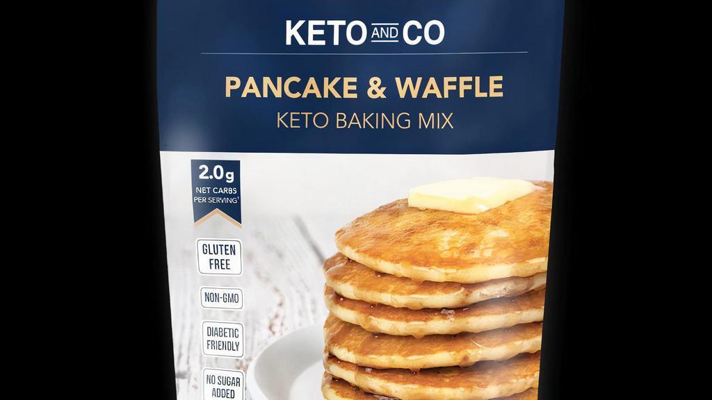 Keto Pancake and Waffle Mix · Keto and co pancake and waffle mixwelcome breakfast back with a stack of fresh, hot pancakes.This pancake & waffle mix makes tall, fluffy pancakes with only 2.0g net carbs per serving. Ready in minutes and easy to make, just like the pancakes you remember. 2 net carbs per serving. Naturally sweetened, entirely delicious. Just add eggs, oil, and water or nut milk. Gluten free. Diabetic friendly, keto friendly.