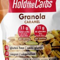 Hold The Carbs - Keto Granola - Caramel · Extremely low carb (3g net carbs, 5g fibre / serving) keto granola with baked nuts and seeds...