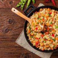 Chicken Fried Rice · Delicious and authentic rice topped with delicious juicy chicken.