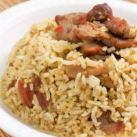 BBQ Pork Fried Rice · Delicious and authentic rice topped with delicious marinated BBQ pork.