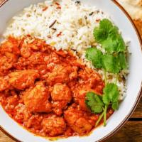 Chicken Tikka Masala · Gluten-free. Hearty chicken roasted and immersed into a creamy tomato curry served with a si...