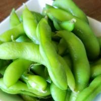 Edamame · Broiled green soybeans.
