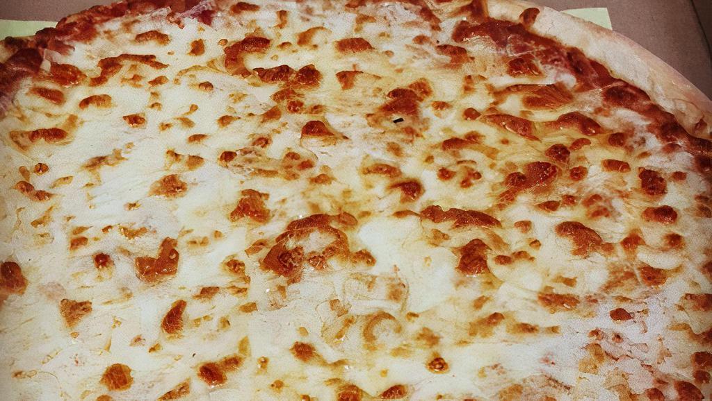 Cheese Pizza · Mozzarella cheese topped pizza.