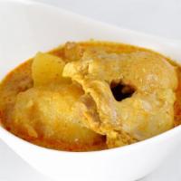 Yellow Curry with Chicken · Tender chicken and potatoes in a rich, full-bodied, yellow curry sauce; not spicy.