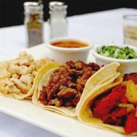 Rookies Street Tacos · Choice of: Carne Asada, El Pastor, Braised Chicken, Shrimp.
