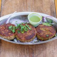 Chicken Shami Kabab · 3 pan fried ground chicken & lentil cutlets. 

[Dairy-Free, Nut-Free, Gluten-Free]