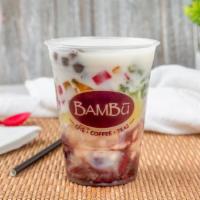 Bambu Combo · Red, white, mung bean: taro, pearls, pandan jelly & combo jelly, coconut milk.