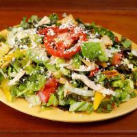Lulu's Chopped Salad - Small · Mixed lettuce, napa cabbage, bell peppers, corn, avocado, tomato, pepitas, Mexican cheese, t...