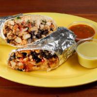 Regular Burrito · Choice of meat, beans, rice, cheese, and salsa fresca.
