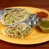 Veggie Burrito · Your choice of tortilla, cilantro rice, beans, cheese, lettuce, sour cream, pico de gallo an...