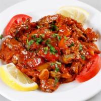 Sautéed Eggplant · Smoked roasted eggplant blended with red bell peppers, parsley,garlic, olive oil and lemon j...