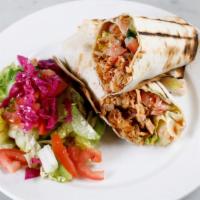 Chicken Gyro Wrap · Daily cut and cooked chicken meat gyro, tomatoes, cucumber, romaine hearts, tzatziki sauce w...