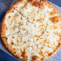 Classic Cheese Pizza · Thin and crispy crust made with our daily made, fresh pizza dough. Topped with mounds of str...