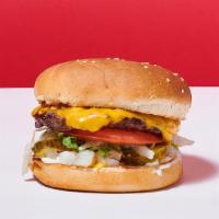 Cheeseburger · American Cheese, Lettuce, Tomatoes, Mayo, Mustard, Ketchup, Pickles and Diced Onions