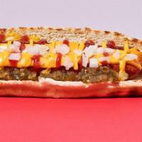 Double Cheese Dog · 2 Beef frankfurters on one bun served with American cheese, Mustard, Ketchup, Relish and Dic...