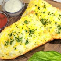 Cheese Garlic Bread · Topped with our Four Cheese combination served with our fresh Creamy Ranch dressing and Mari...