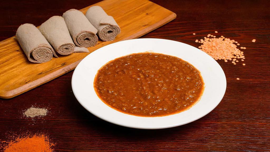 Misir Wot (MW) · Red lentils, carmelized onions, garlic, ginger, berbere, coriander and spices.