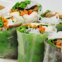 Fresh Rolls · Fresh rice paper rolls with mint, soy protein, jicama, cucumber, carrot, rice noodles & lett...