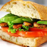 Avocado BLT · House seasoned tempeh with smoked paprika & mixed spices; layered with avocado, lettuce & to...