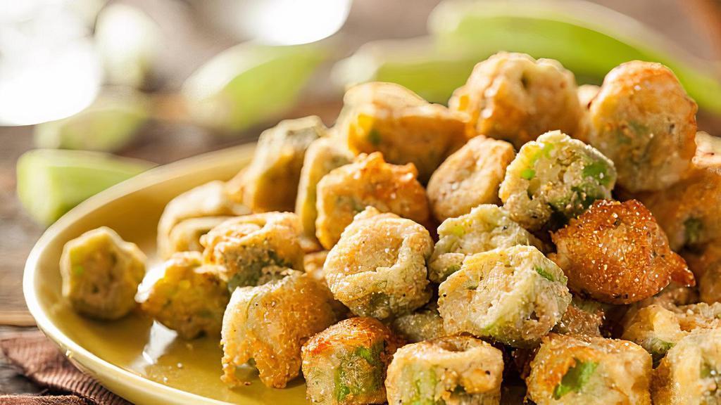 Fried Zucchini & Okra · If you think you don't like zucchini and okra it's because you've never tried this!. Perfectly crispy and seasoned! This veggie treat will have you licking your fingers and begging for more! Served with remoulade sauce.