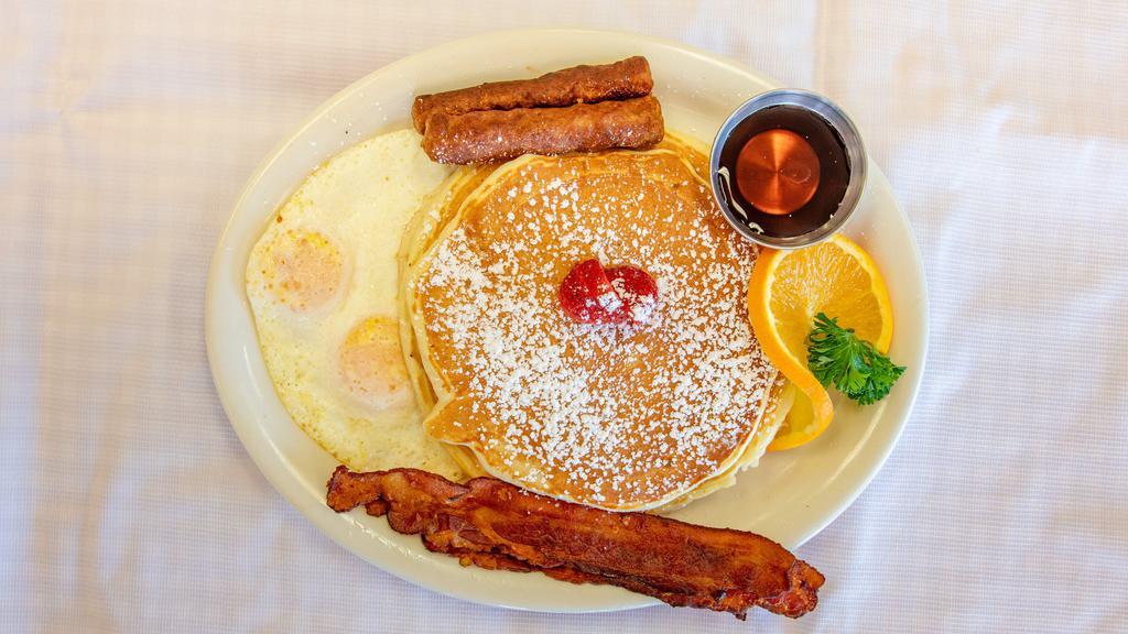 2X4 Special · It includes your choice of 2 pancakes, french toast, or biscuits and gravy, your choice of 2 eggs, and 2 pieces of bacon and sausage
