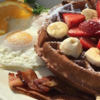 Tubby's Junior Sample · One slice of French Toast or Pancake, or 1/2 Belgium Waffle, and one egg. Add Two pieces of ...