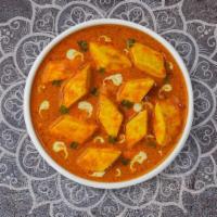 Shahi Paneer Tikka Masala · Cubes of fresh cottage cheese cooked in a heavy creamy gravy. Infused with ground spices.