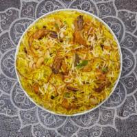 Prawn Biryani · Fresh prawn cooked with Indian spices and basmati rice. Served with house raita.