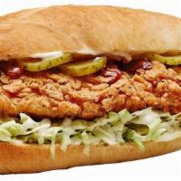 Honey Chipotle Bbq Gardenbird® · Crispy plant-based protein, mayo, classic slaw, dill pickles, Honey Chipotle BBQ sauce