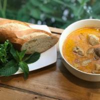 Chicken Curry · Chicken Curry with Sweet Potato, Carrot, Yellow Onion, Red Bell Pepper.
Choice of Bread or R...
