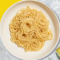 Spaghetti Pasta Prodigy · Fresh spaghetti pasta cooked with your choice of sauce and toppings!