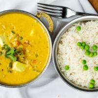 Vegetable Korma · Mixed vegetable cooked with coconut milk, onion and tomatoes in creamy cashew sauce.