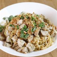 Garlic Noodles · Sei jyet kau swel. Contain gluten. Angel hair rice noodle or egg noodles tossed with garlic ...