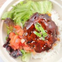 Terihamburger Steak Bowl · Galbi hamburger with topped with teri sauce served over choice of base.