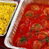 Catering Dozen Lamb Lule with Quart of Rice · Dozen Lean ground lamb meatballs, in a tomato-herb sauce, served with a quart of rice pilaf....