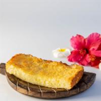 Cassava Cake · Our savory cassava cake topped with  sweet cream cream butter.
