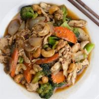 Cashew Nut · Sautéed Himalayan cashew nut with onion, carrots, broccoli, and roasted chili.