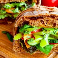 Veggie Sandwich · Vegetarian special sandwich made with fresh-cut avocados, tomatoes, parsley, onions, spinach...