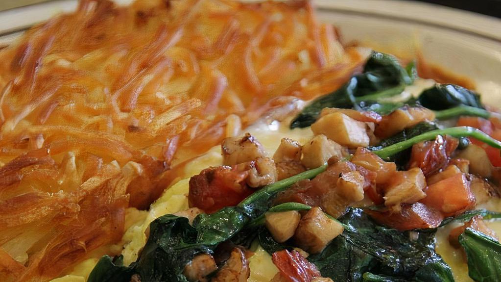 Popeye Omelette · Mushroom, spinach and mozzarella cheese.