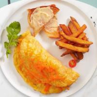Cheese Omelette · Eggs cooked with cheddar, pepper jack, and Swiss cheese. Served with your choice of toast an...
