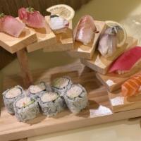 7 Steps to Heaven · 7pcs of assorted sushi and 6pcs of california roll or tekka maki.