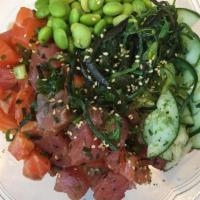 Classic · Salmon, Tuna, Sesame Shoyu, Cucumber, Edamame, Seaweed Salad, Green Onions, Furikake
