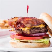 Bacon Cheeseburger · Fresh In-House Ground Angus Patty topped with a generous serving of Bacon. Served with Lettu...