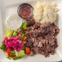 23. Lamb & Beef Gyros · Gluten free. Slow cooked, thin-sliced, marinated lamb and beef.
