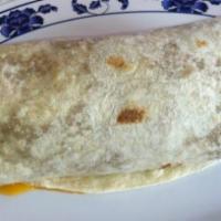Breakfast Burrito · All breakfast burritos come with choice of meat, eggs, beans, rice, onions, cilantro, and re...