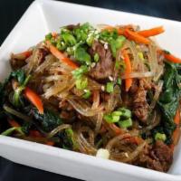 Jap Chae · Glass noodles and seasonal vegetables.