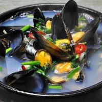 Honghap Tang · Wild mussel with broth.